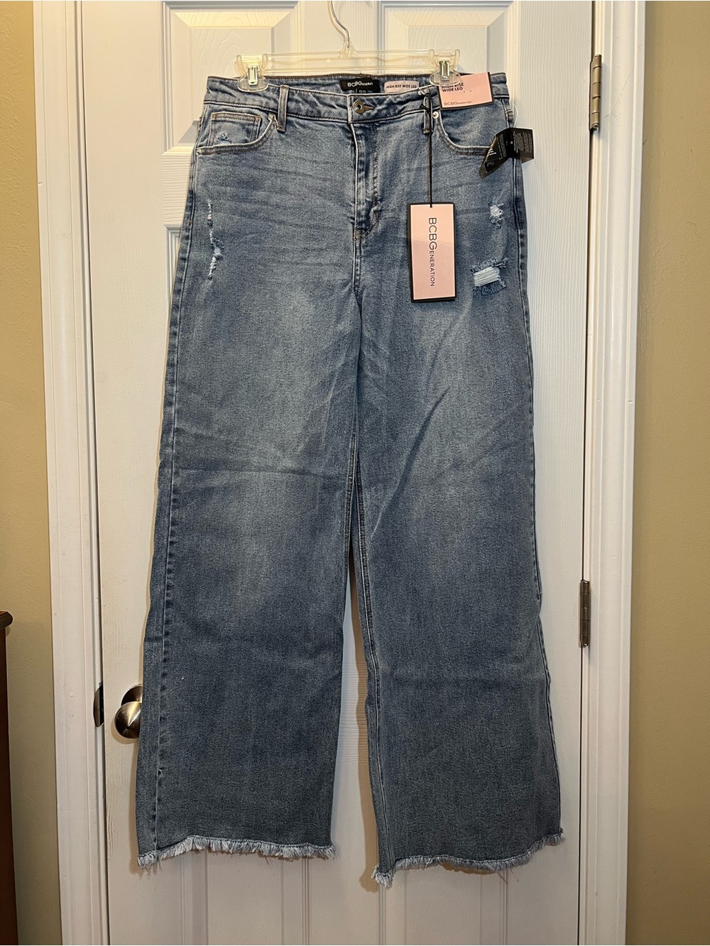 BCBGeneration Light Blue Wide Leg Distressed Jeans
